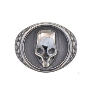 NEW Retro Skull Flame Signet Ring - Size 7